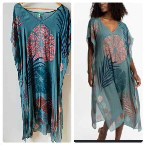 Dresses & Skirts - GYAL BASHY - CATANO PRINTED MUMU COVER UP - NAVY PALMS ONE SIZE